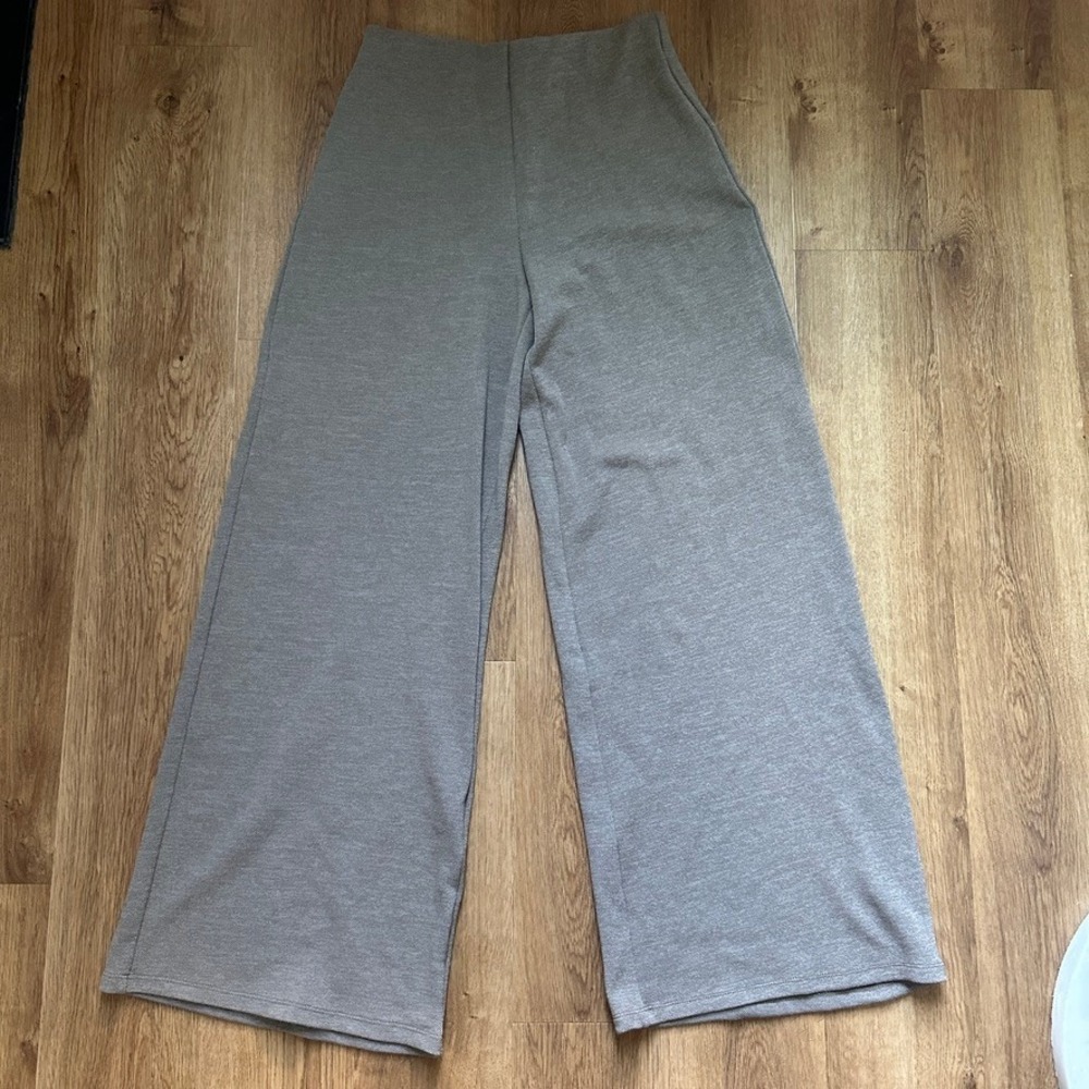 Zara Women Taupe Brown Knit Wide Leg Pull On Pants Small NWT